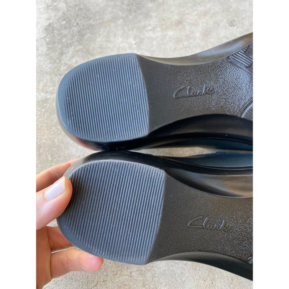 CLARKS WORK SHOE - Women - 7.5 - Black Leather - Loafers - Slip Resistant - Picture 2 of 14